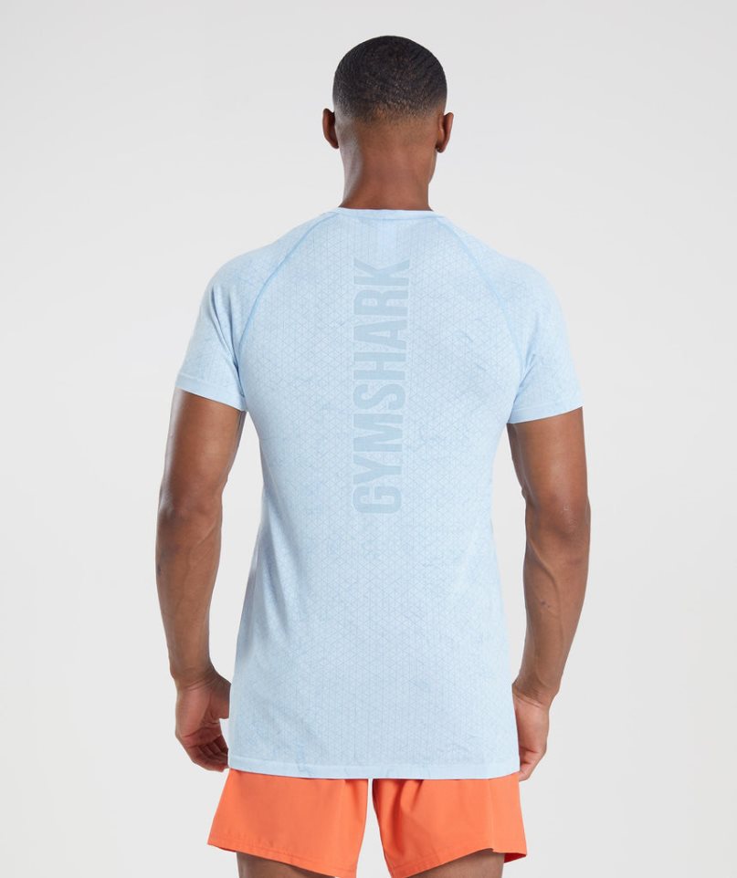 Men's Gymshark Geo Seamless T-Shirts Light Blue | CA 60NA8D